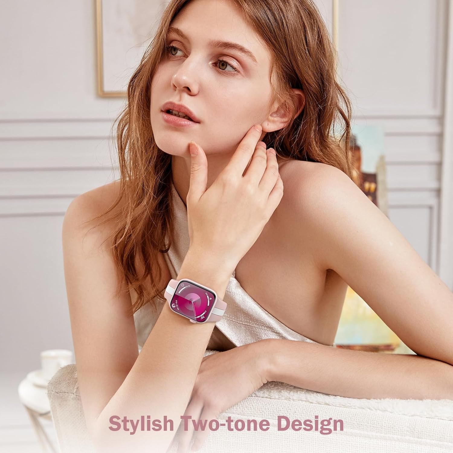 Watch Band Compatible with Apple Watch for Women Men,Fashion Double-Color Wristband Replacement Sport Straps for Iwatch Series 9 8 7 6 5 4 3 2 1 SE