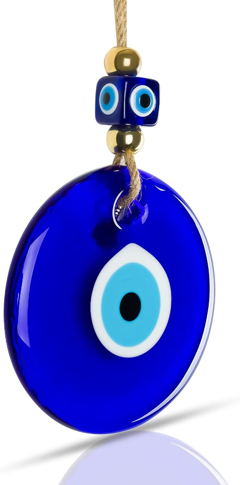 X-Large Evil Eye Wall Decor 5.2'' Blue Glass Turkish Greek Nazar Amulet Good Luck & Protection Charm - Handmade Hanging Ornament for Home,Office, Garden, Door - Ojo Turco