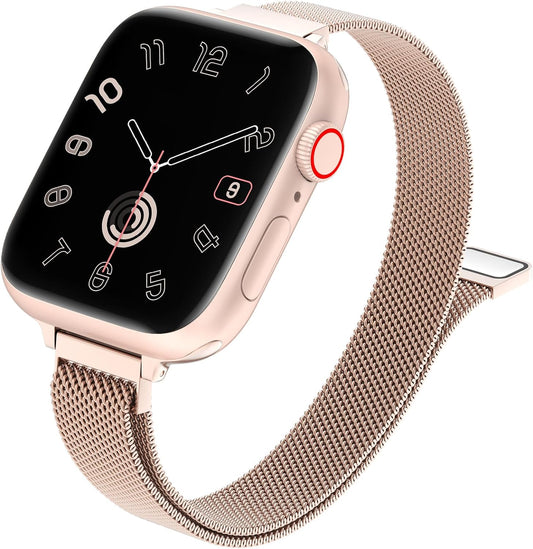 Slim Milanese Loop Compatible with Apple Watch Band for Women 40Mm 41Mm 38Mm 44Mm 45Mm 49Mm 42Mm, Stainless Steel Magnetic Mesh Strap Work on Iwatch Bands Series 9 8 7 6 5 4 3 2 1 Ultra SE
