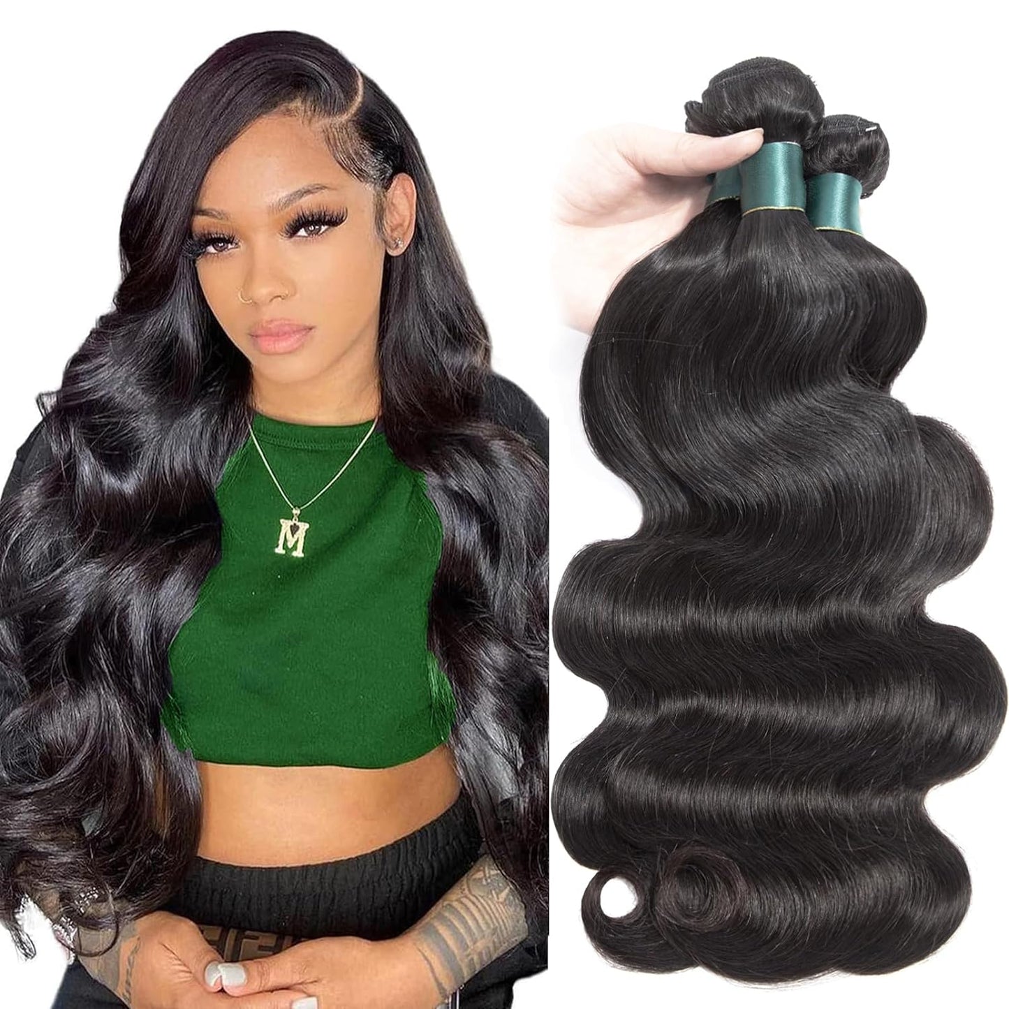 Brazilian Human Hair Bundles 18 20 22 Inch Body Wave Bundles Human Hair 12A 100% Unprocessed Virgin Hair Weave 3 Bundles Deals Human Hair Natural Black Color (18 20 22, Body Wave 3 Bundles)