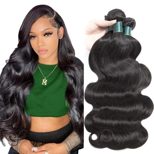 Brazilian Human Hair Bundles 18 20 22 Inch Body Wave Bundles Human Hair 12A 100% Unprocessed Virgin Hair Weave 3 Bundles Deals Human Hair Natural Black Color (18 20 22, Body Wave 3 Bundles)