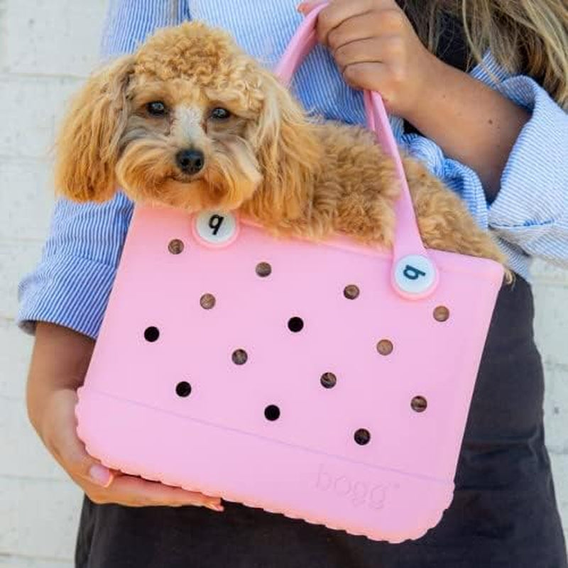 Bitty Waterproof Washable Tip Proof Durable Open Tote Bag for the Beach Boat Pool Sports 11X8.5X4.5 - Lightweight Cute Tote Bag - Durable Rubber Bags for Women - Blowing Pink Bubbles