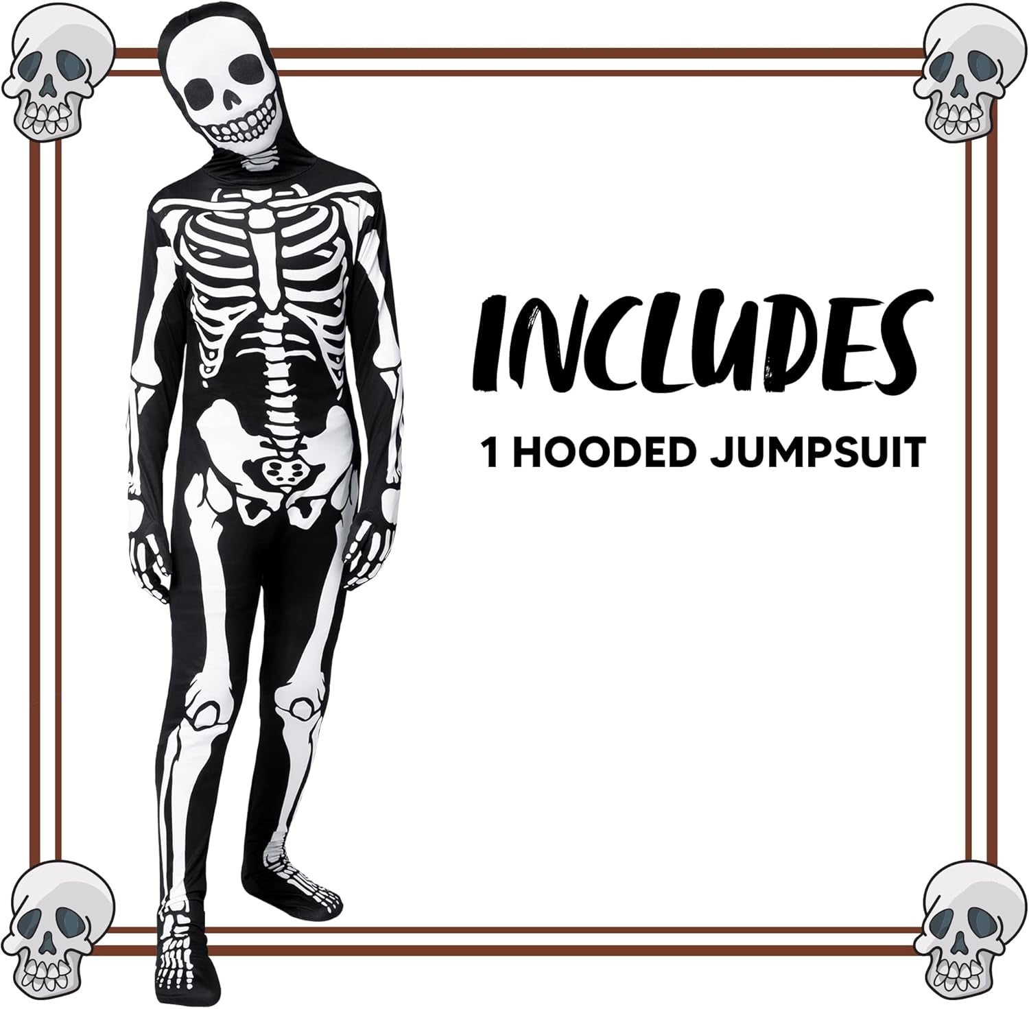 Skeleton Costume for Kids, Scary Skeleton Jumpsuit, Halloween Dress up Parties