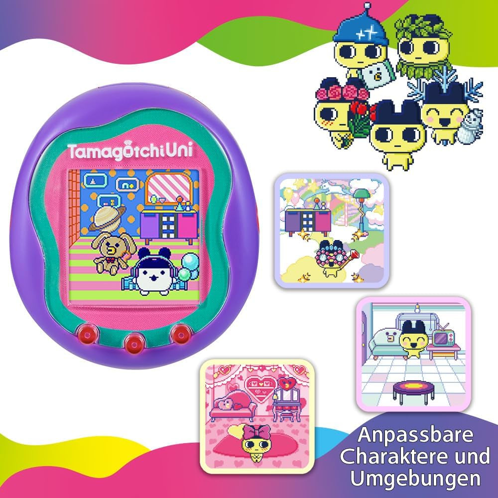 TAMAGOTCHI  Uni Purple Shell | the Customisable New Generation of Virtual Pet Based on the Original 90S Toy | Connect with Friends Worldwide with This Wearable Electronic Game BanUK