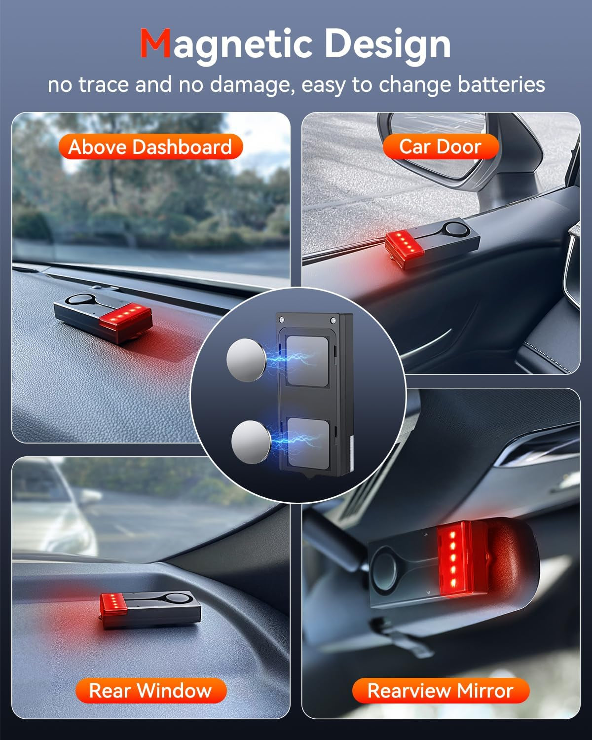 Car Anti-Theft Vibration Alarm,  108Db Car Vibration Sound & Light Alarm, Wireless Remote Vibration Sensor Car Alarm Vehicle Security Alarm System Automotive Warning Interior Safety Red Light