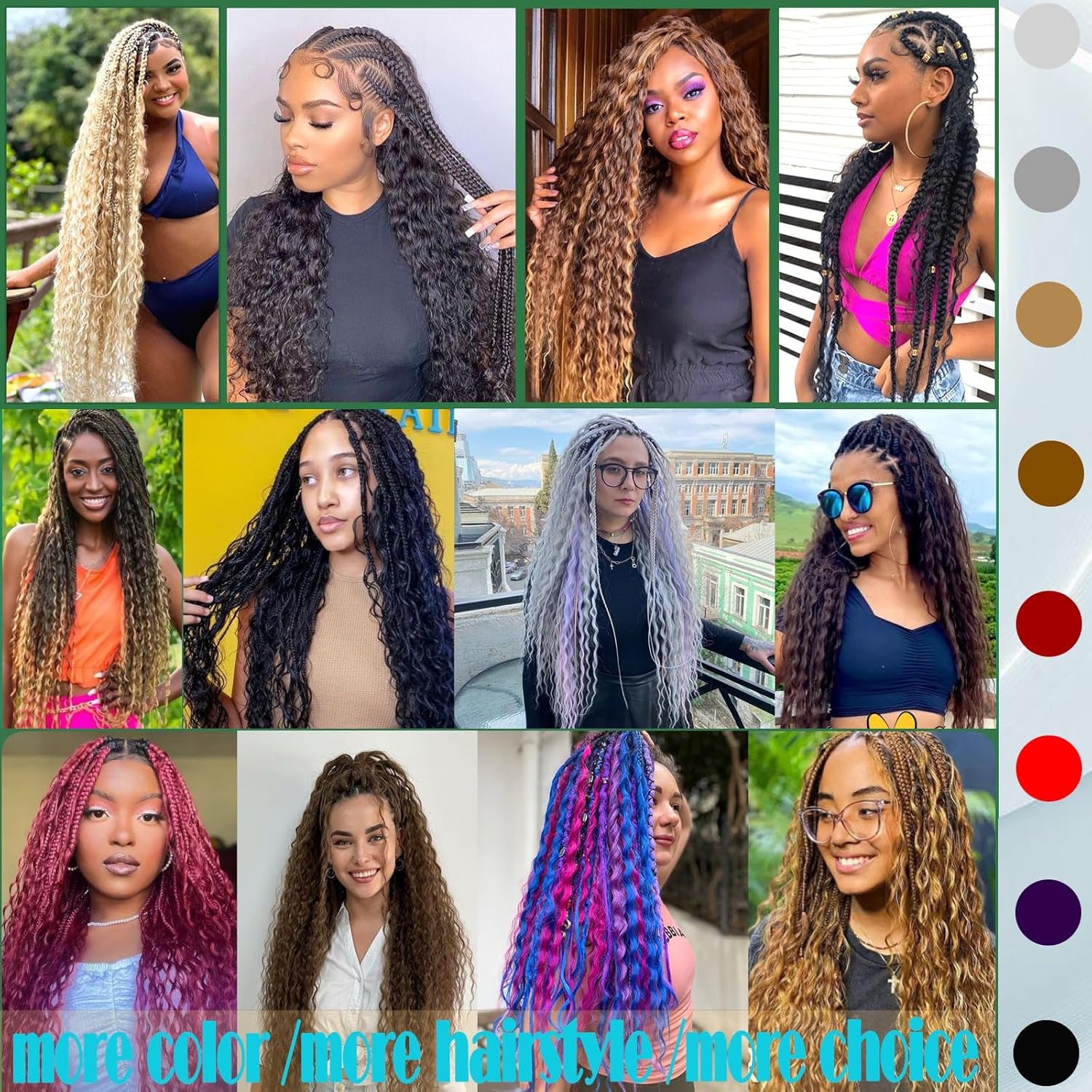 Deep Wave Crochet Hair for Black Women Curly Braiding Hair 24 Inch 2 Packs Ocean Wave Braiding Hair Extensions Soft Crul Crochet Hair for Boho Braids(24Inch, 2Pack, Black)…