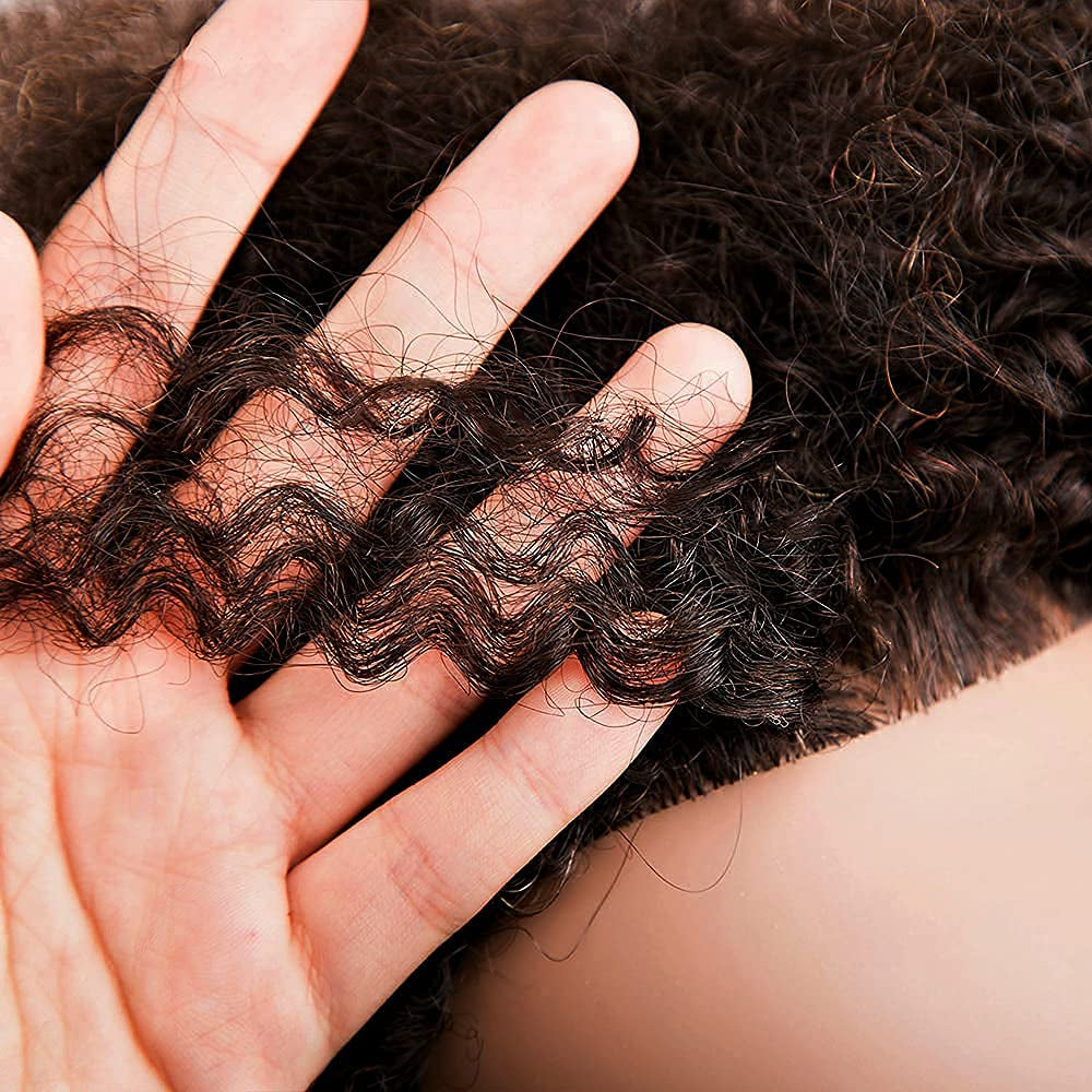 Afro Curly Mannequin Head with 100% Human Hair Curly Hair Hairdresser Hair Styling Cosmetology Manikin Head Doll Head for Hairdresser Practice Styling Dye Braiding with Clamp Stand
