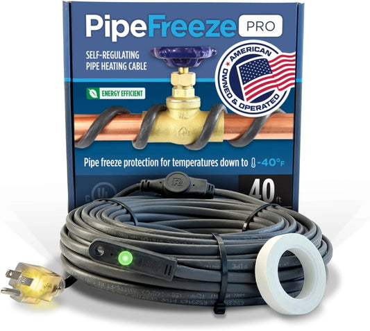 Intelligent Heat Tape for Water Pipe Freeze Protection - with Glowcap™, Built-In Thermostat, Tape Included, 10 YR Warranty, Heavy-Duty, Self-Regulating, 120V (60 Ft)