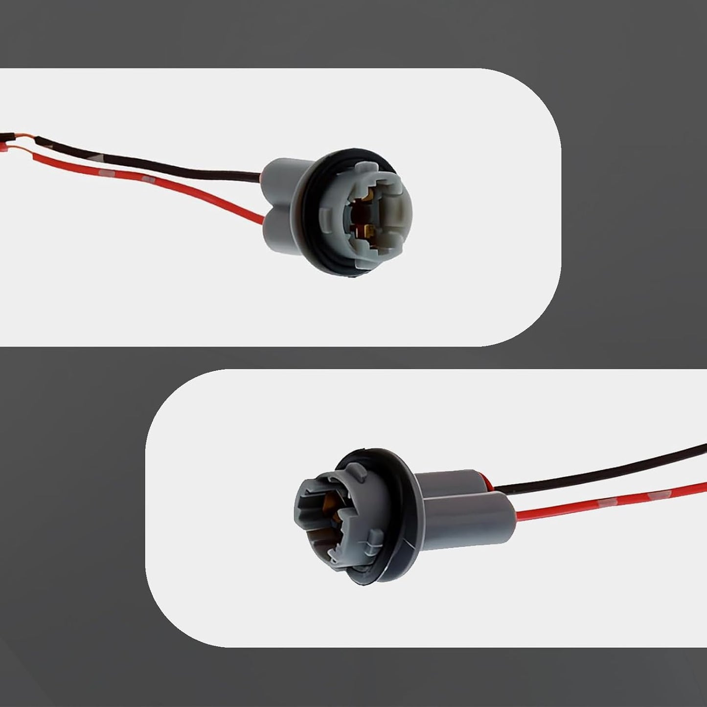 2 Pack T15 Car Turn Signal Lights Harness Pigtail Socket Replacement, Vehicle Brake Lights Wiring Harness, Universal Automotive Lighting Bulb Connector Accessories for Truck SUV Car (Grey)