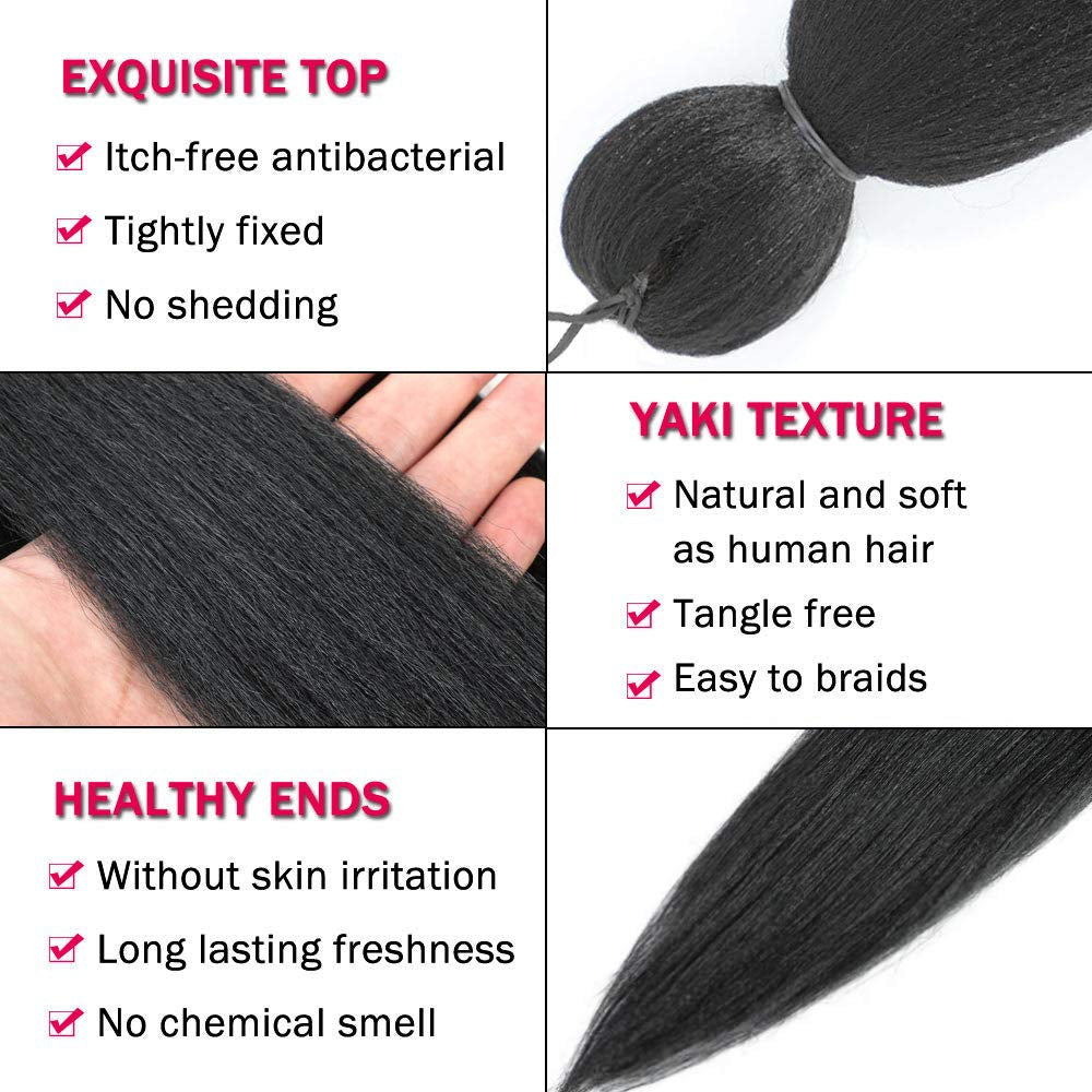 Pre Stretched Braiding Hair Long Braid 30 Inch 8 Packs Professional Braiding Hair Extensions Synthetic Crochet Twist Braids (30 Inch, 1B#)