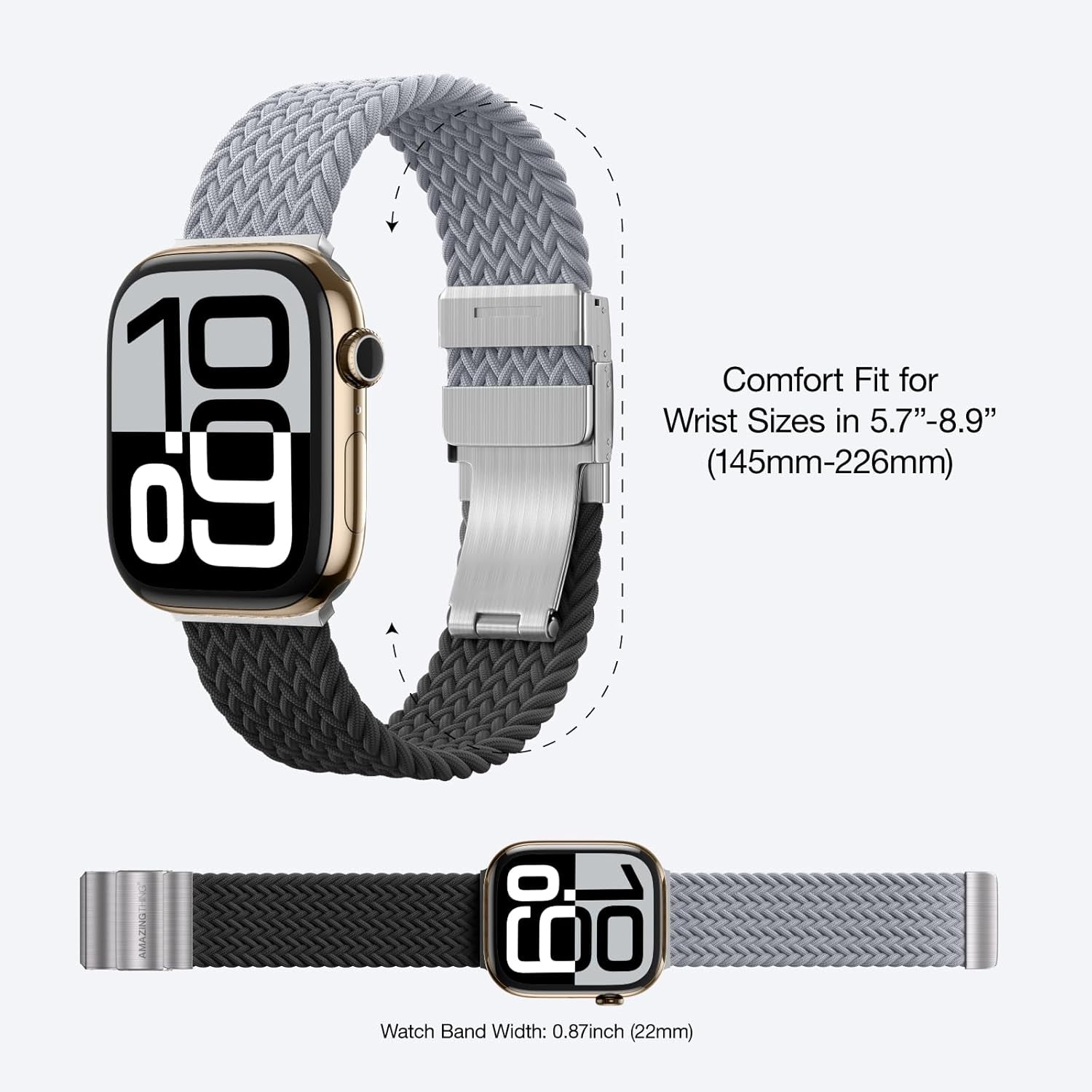 Magnetic Braided Wristbands Compatible with Apple Watch Band 42Mm 44Mm 45Mm 46Mm 49Mm, Elastic Watch Strap for Iwatch Ultra Series 10 9 8 7 6 5 4 3 2 Women and Men, 1 Extra Band for Color Combination