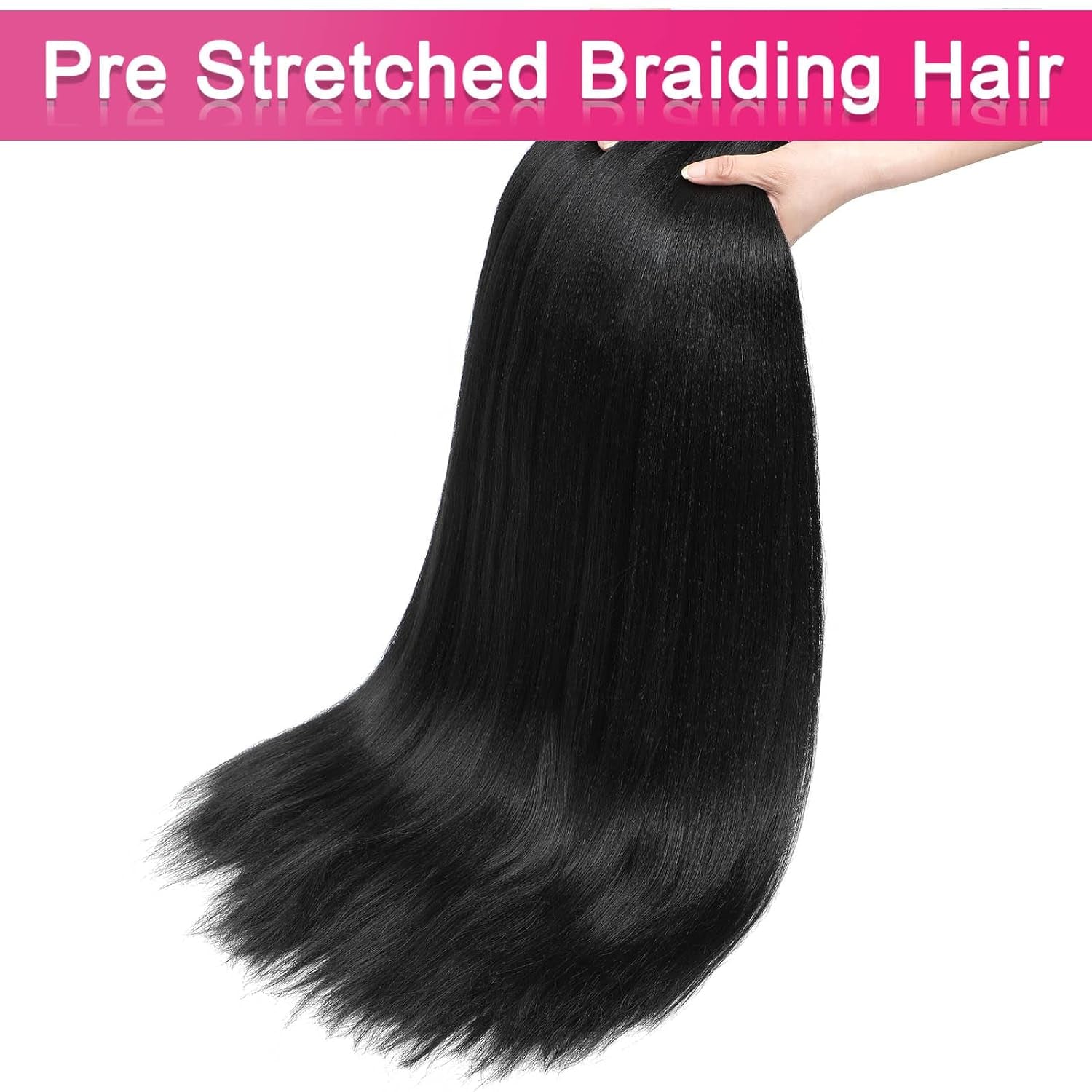 Braiding Hair Pre Stretched 28 Inch 3 Packs Long Braid Hair Extensions for Women Pre-Stretched Yaki Texture Professional Synthetic Softness Knotless Easy to Install & Manage1B#