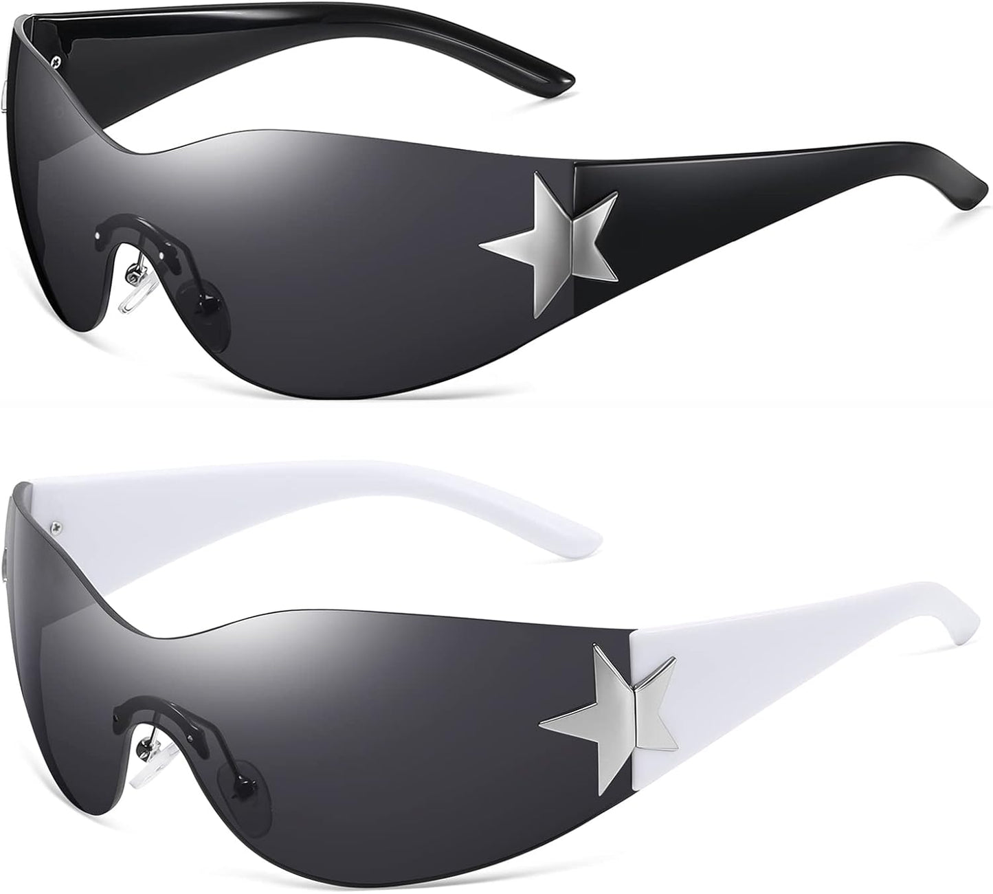 Y2K Sunglasses for Women Men Shield Wrap around Fashion Sunglasses Trendy Oversized Frameless Sun Glasses