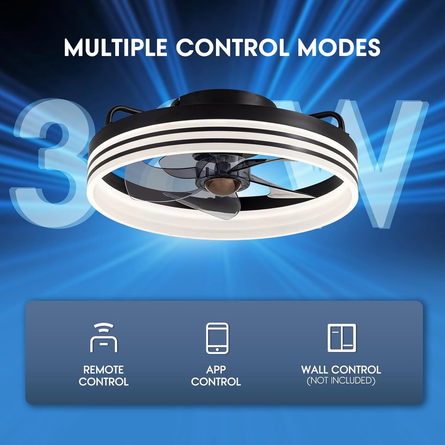 Ceiling Fans with Lights and Remote, Low Profile Ceiling Fan with Stepless Dimming Lighting, 6 Wind Speeds, 15.7 Inch Flush Mount Ceiling Fan for Bedroom