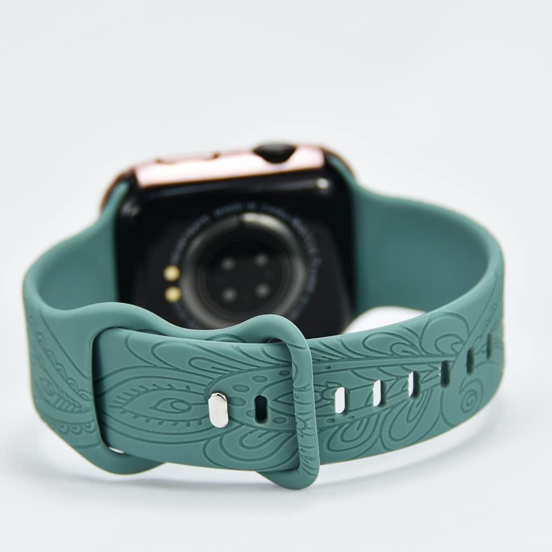 Flower Boho Engraved Band Compatible with Apple Watch Band 38Mm 40Mm 41Mm 44Mm 45Mm 42Mm 49Mm Women Wristbands, Soft Silicone Sport Floral Fancy Cute Designer Replacement Strap for Iwatch Series 8/7/6/5/4/3/2/SE