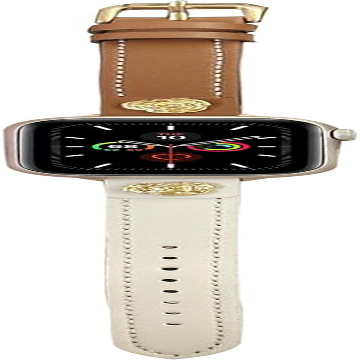Leather Band with Rose Charm Compatible with Apple Watch Bands for Women 38/40/41/42/44/45/46/49Mm Dressy Slim Leather Strap for Iwatch Series 10/9/8/7/6/5/4/3/2/1/Se/Ultra 2