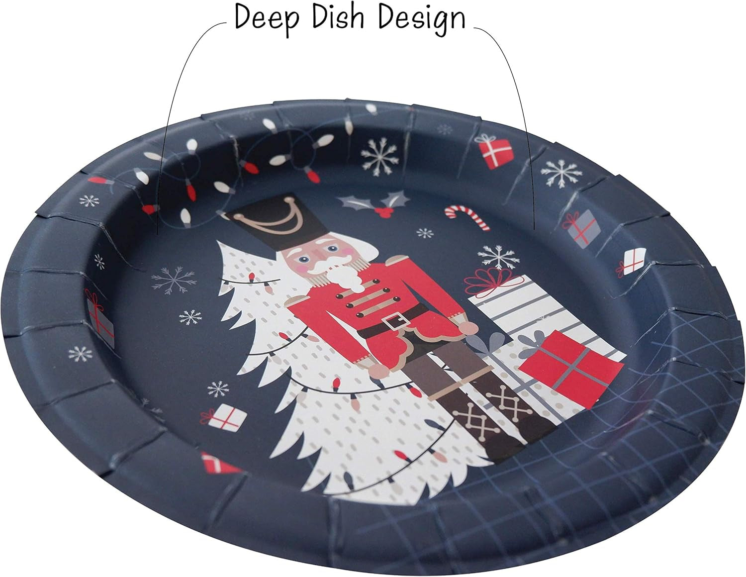 Paper Plates - 60-Count 8" X 8" Disposable Christmas Party Supply Dessert Plates in 6 Designs - Reindeer, Santa, Polar Bear, Elf, Gingerbread House, Nutcracker