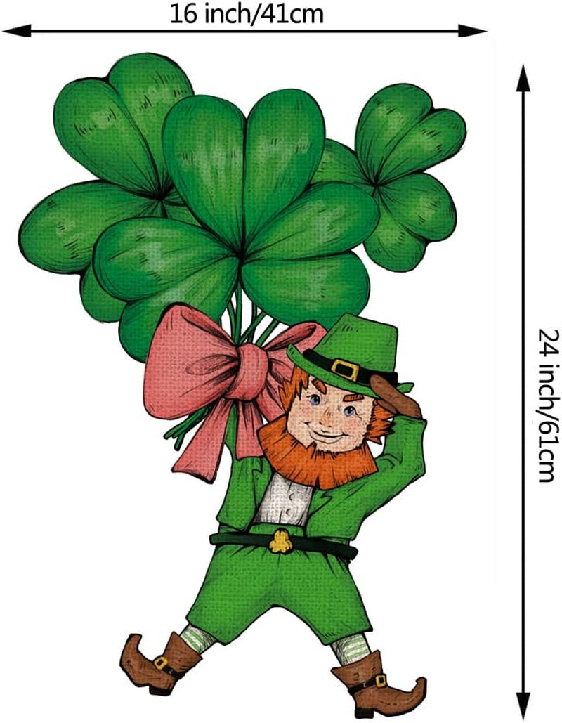 St Patricks Day Garden Flag Leprechauns Shamrocks Clovers Vertical Double Sided Holiday Yard Outdoor Decor 16 X 24 Inch