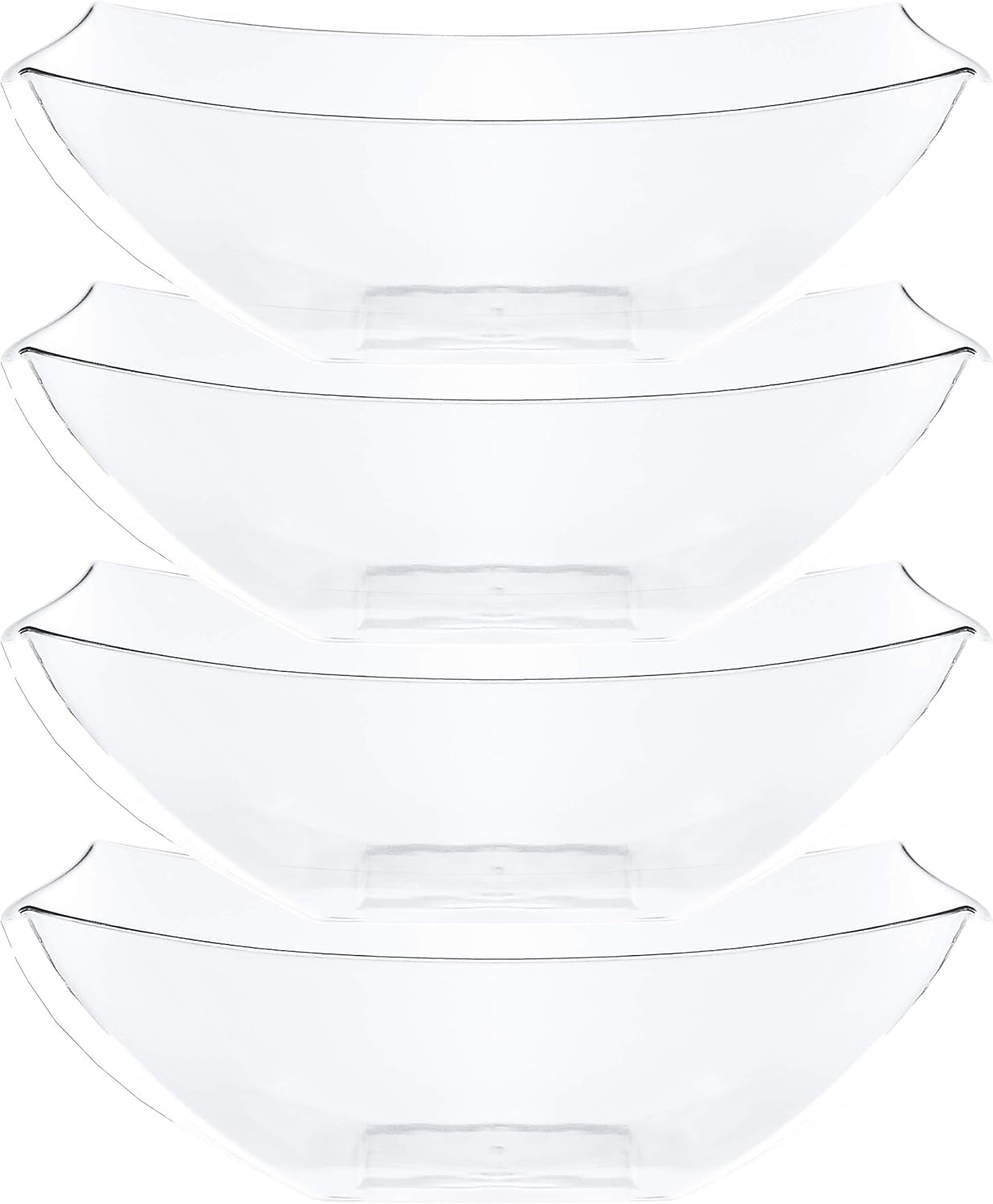 Disposable Square Serving Bowls, Party Snack or Salad Bowl, Plastic 2 Green & 2 Red 32 Ounce Pack of 4 32 OUNCE