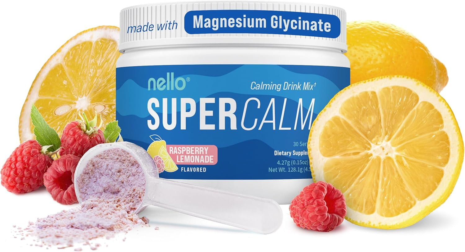 Supercalm Drink Mix - Ashwagandha KSM 66, Magnesium Glycinate, L-Theanine, Vitamin D3 - Ashwagandha Root Extract, Magnesium & L-Theanine Supplement - Focus & Support (30 Servings) TLBH