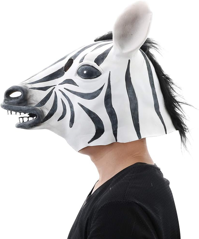 Latex Zebra Head Mask for Halloween Party - Cosplay Costume Party Animal Mask