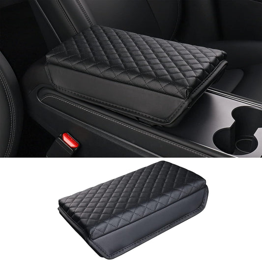 Center Console Cover for Tesla Model 3 Model Y, PU Leather Armrest Box Cushion Protector Accessories
