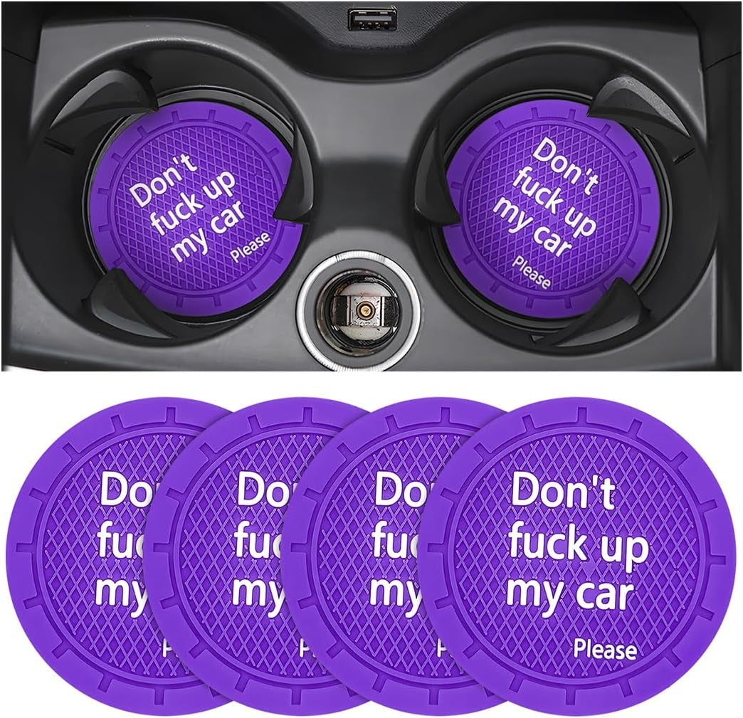 2 Pack Car Cup Holder Coasters, 2.75 Inch Non-Slip PVC Insert Cup Coaster, Anti-Scratch Auto Cup Mats for Women Men, Vehicle Interior Accessories Universal for Car, SUV, Truck (D Blue/2Pcs) TRUCK DRIVER