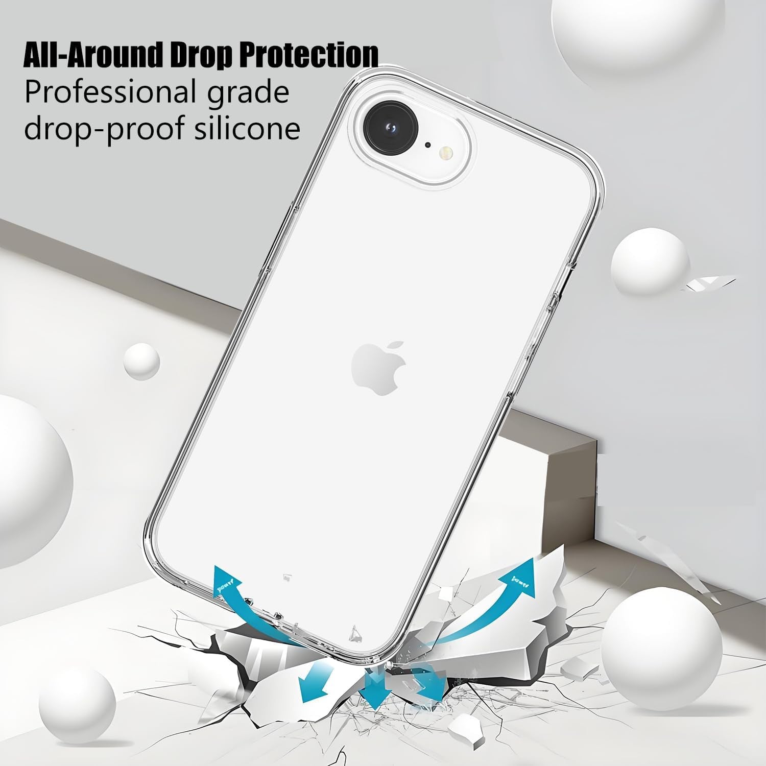 Phone Case Compatible with Iphone 16E 2025, Clear Case Shockproof Protective Bumper Slim Cover for 6.1 Inch