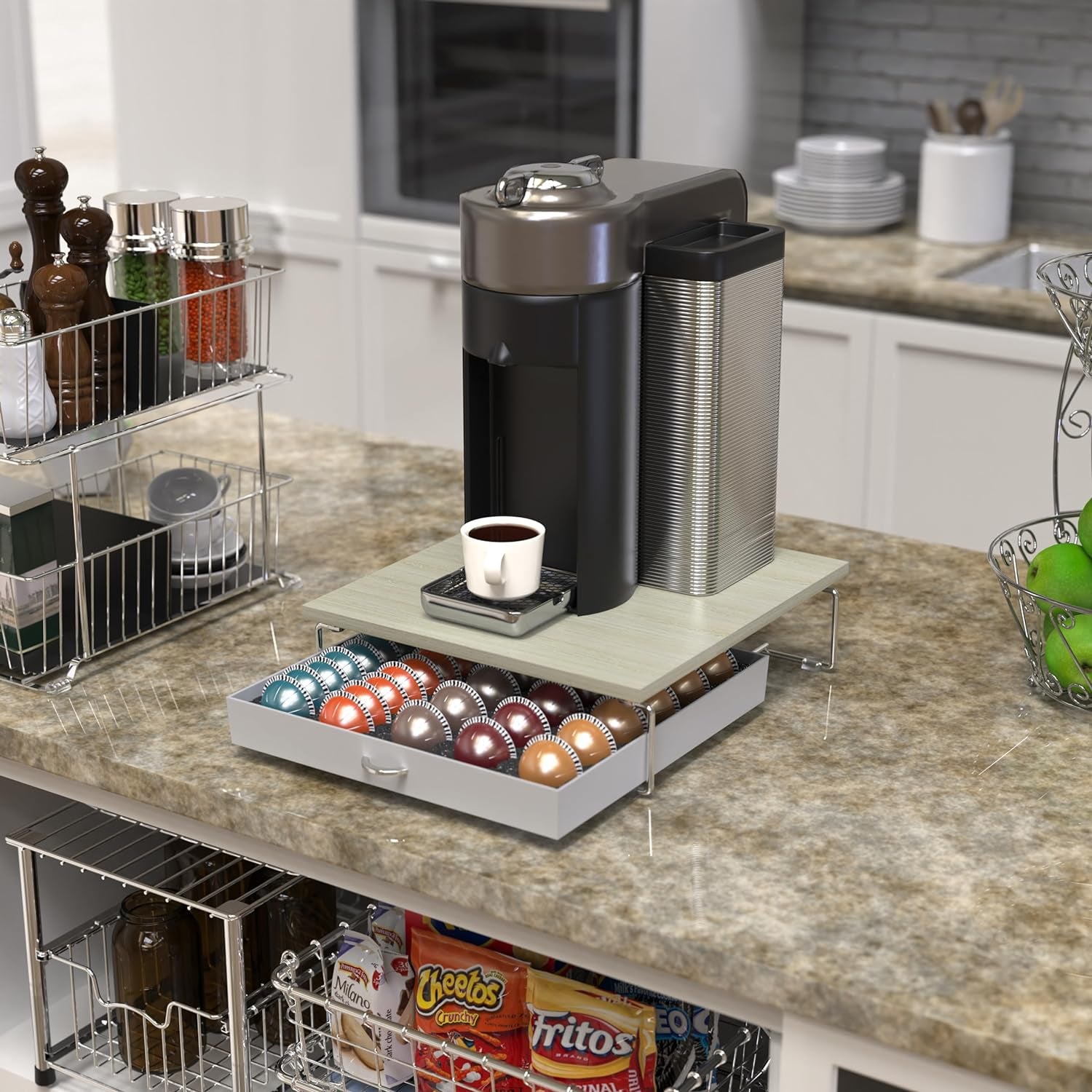 Decobrothers Supreme Vertuoline Drawer, Holds with 30 Big or 60 Small Vertuoline Pods, Maple