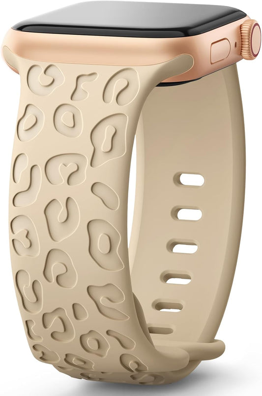 Leopard Engraved Band Compatible with Apple Watch Bands 38Mm 40Mm 41Mm Women Men, Sport Replacement Wristbands for Iwatch Bands Ultra2 Series 9 Ultra 8 7 6 5 4 3 2 1 SE