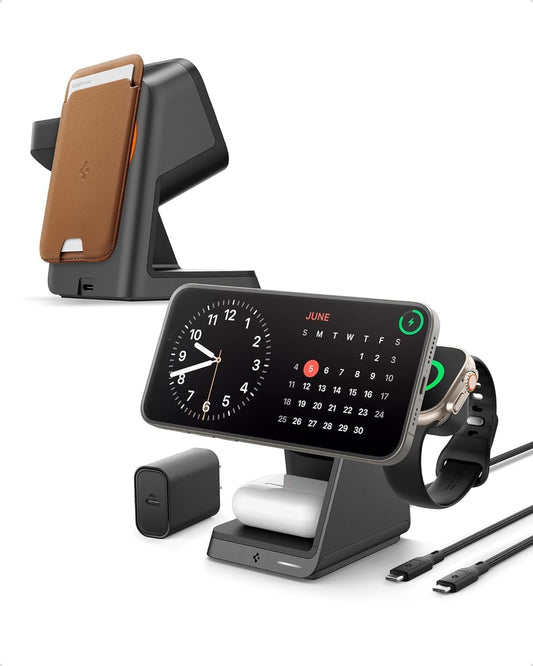 3 in 1 Wireless Charging Station for Magsafe [Certified] Charger Stand 15W Fast Charging for Iphone 16E 16 Pro Max/ 16 Pro/ 16 Plus/ 16 15 14 13 Airpods Apple Watch 10 Ultra 2Wallet Accessories