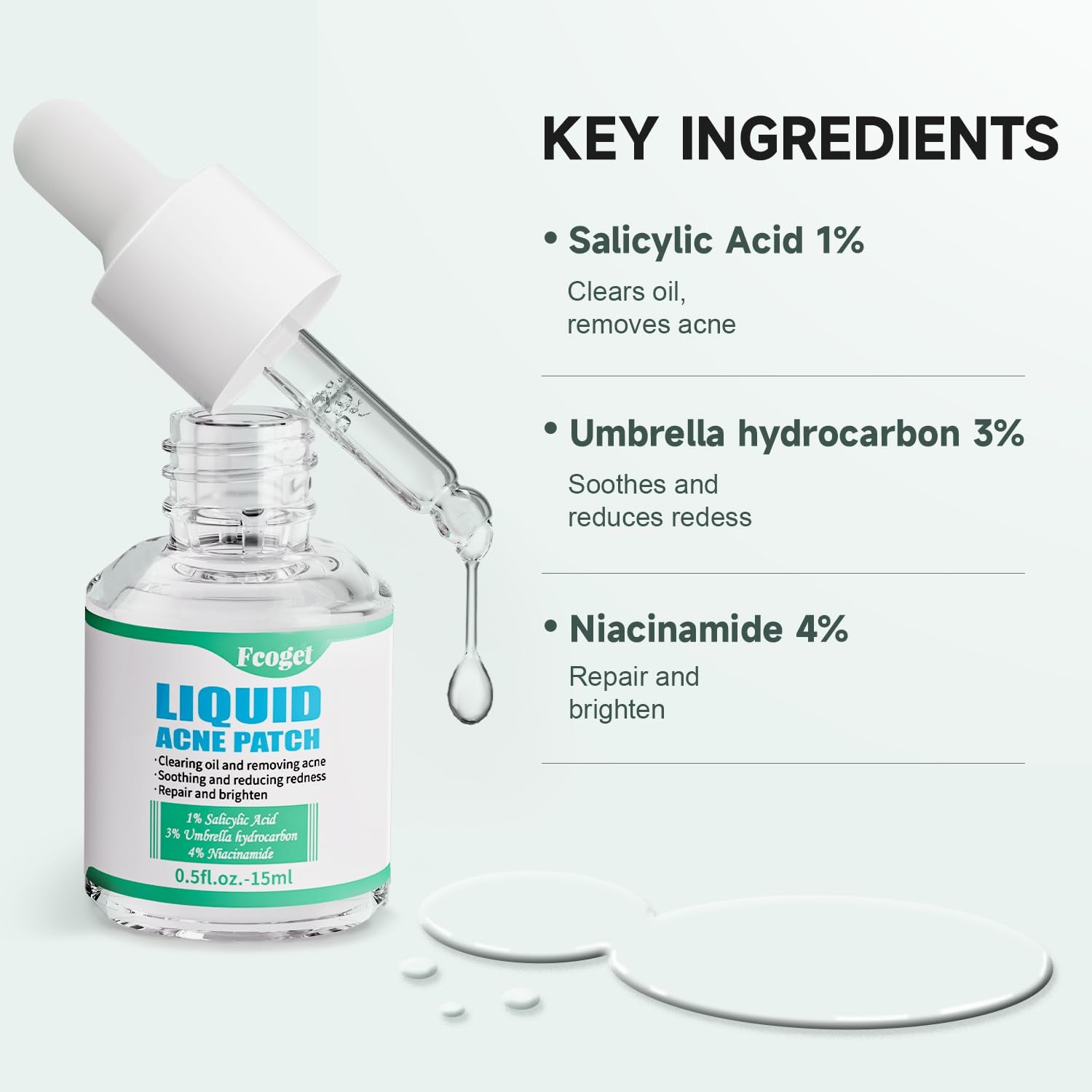 Acne Spot Treatment Serum for Face, with 2% Salicylic Acid & 4% Niacinamide Face Serum, Liquid Pimple Patch for Acne Prone Skin, Soothing Redness, Clearing Oil Skin Care for Teens & Adults