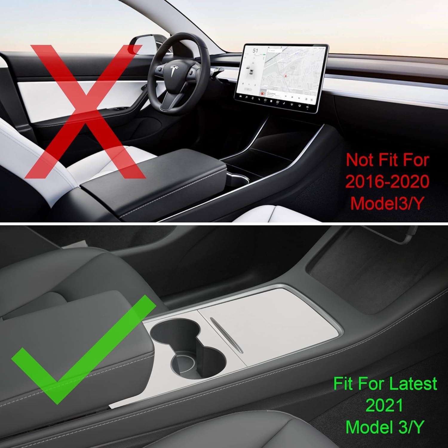 Center Console Protector Cover White Designed for Tesla Model 3/Y 2021-2024(Not for Model 3 Highland),Tpe Armrest Cover,Center Console Wrap Cover,Wireless Charger Silicone Mat (White Set)