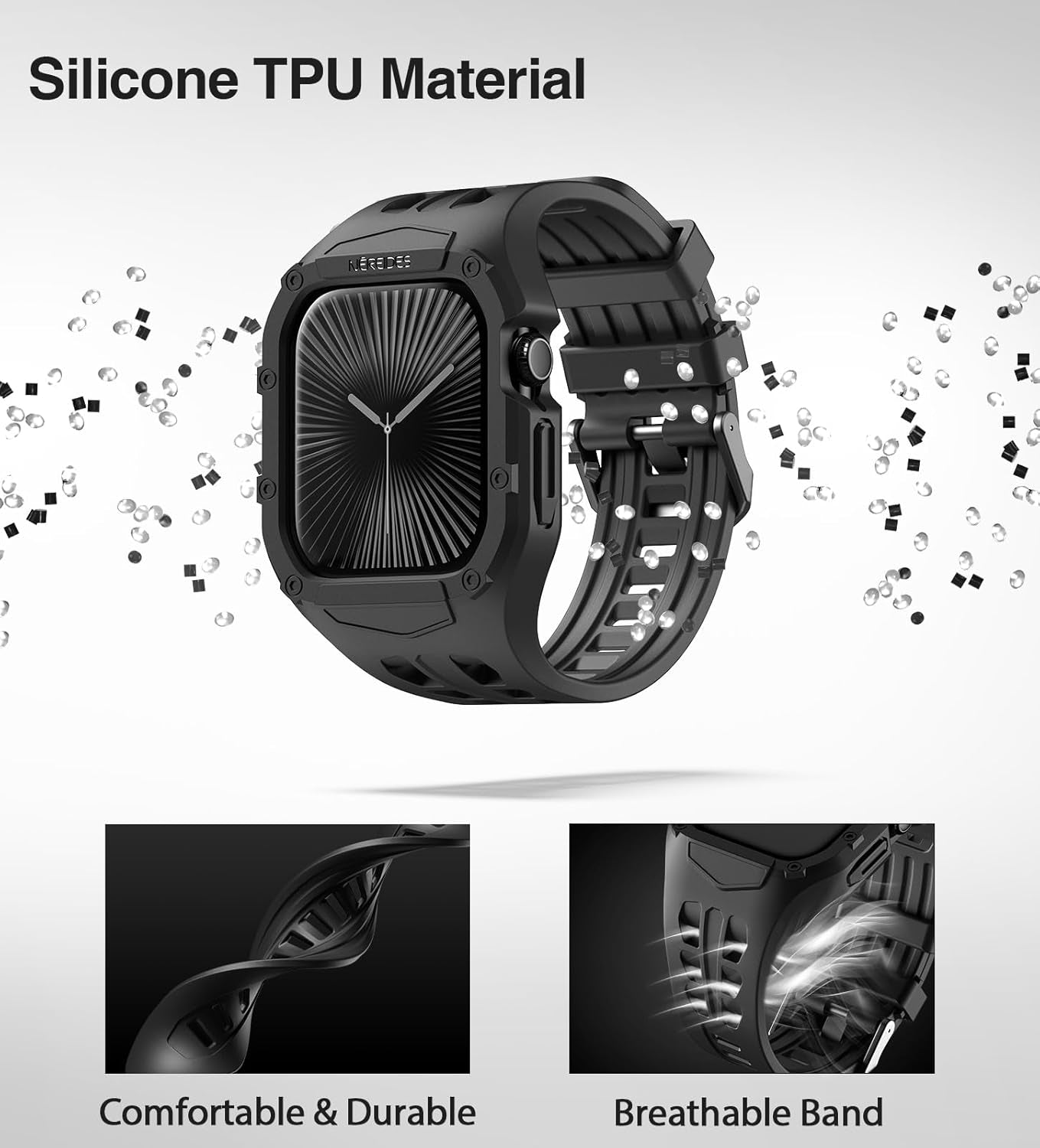 Compatible with Apple Watch Band 46Mm Series 10 with Case, Shockproof Rugged Band Strap for Iwatch Series 10 46Mm Band with Bumper Case Men