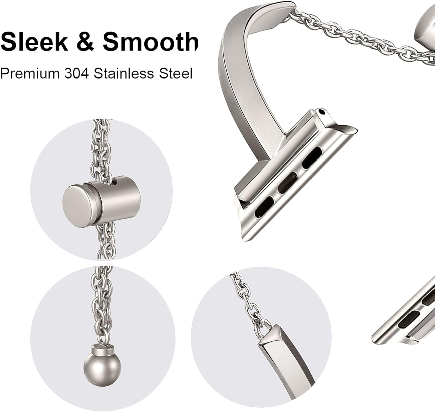 Stainless Steel Band Compatible with Apple Watch Band 38Mm 40Mm 41Mm 42Mm 44Mm 45Mm Iwatch SE Series 9 8 7 6 5 4 3 2 1, Slim Versatile Bangle Bracelet for Women