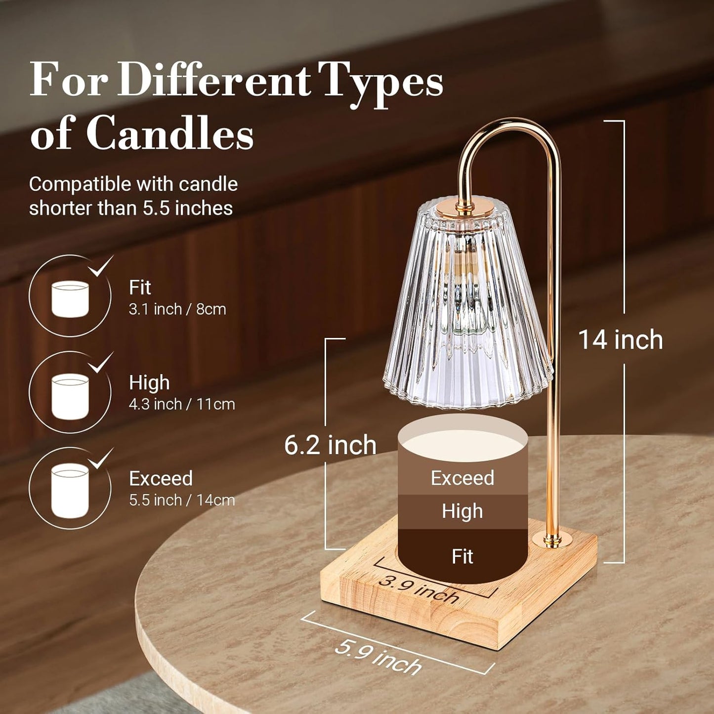 Candle Warmer Lamp with Timer Dimmer, Mothers Day Birthday Gifts for Mom Women Friend Sister, House Warming Gifts New Home Room Decor, Wax Melt Warmer with 2 Bulbs for Jar Candles
