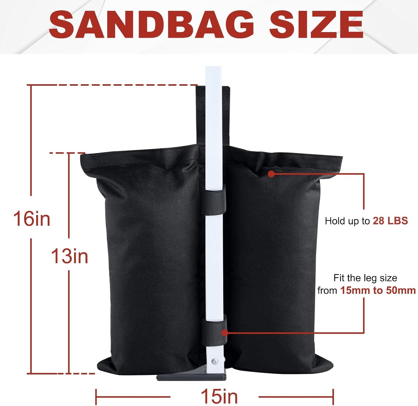 Canopy Weights 120 LBS Gazebo Tent Sand Bags,4Pcs-Pack (Black)