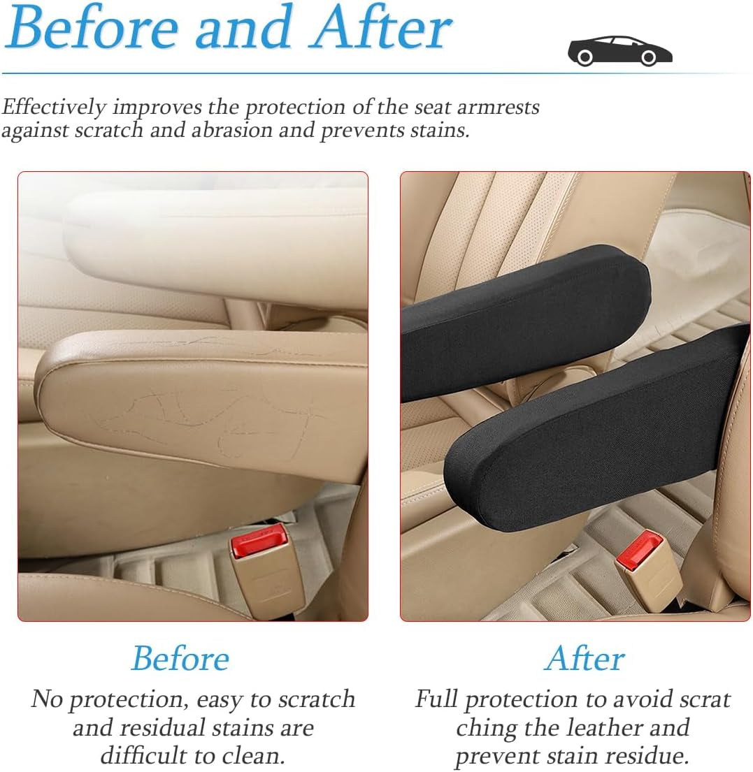 2 Pcs Car Front Seat Armrest Covers, Cloth Fabric Armrest Protectors, Direct Replacement Center Console Lid Armrest Cover Skin, Universal Accessories for Car, SUV, Truck and Van