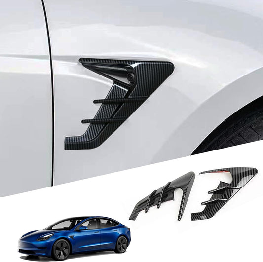 for 2024 Tesla Model 3 HW4.0 Side Camera Indicator Protection Cover Decoration Accessories Fit for Tesla Model 3 with HW4.0 (Glossy Carbon Fiber Pattern)