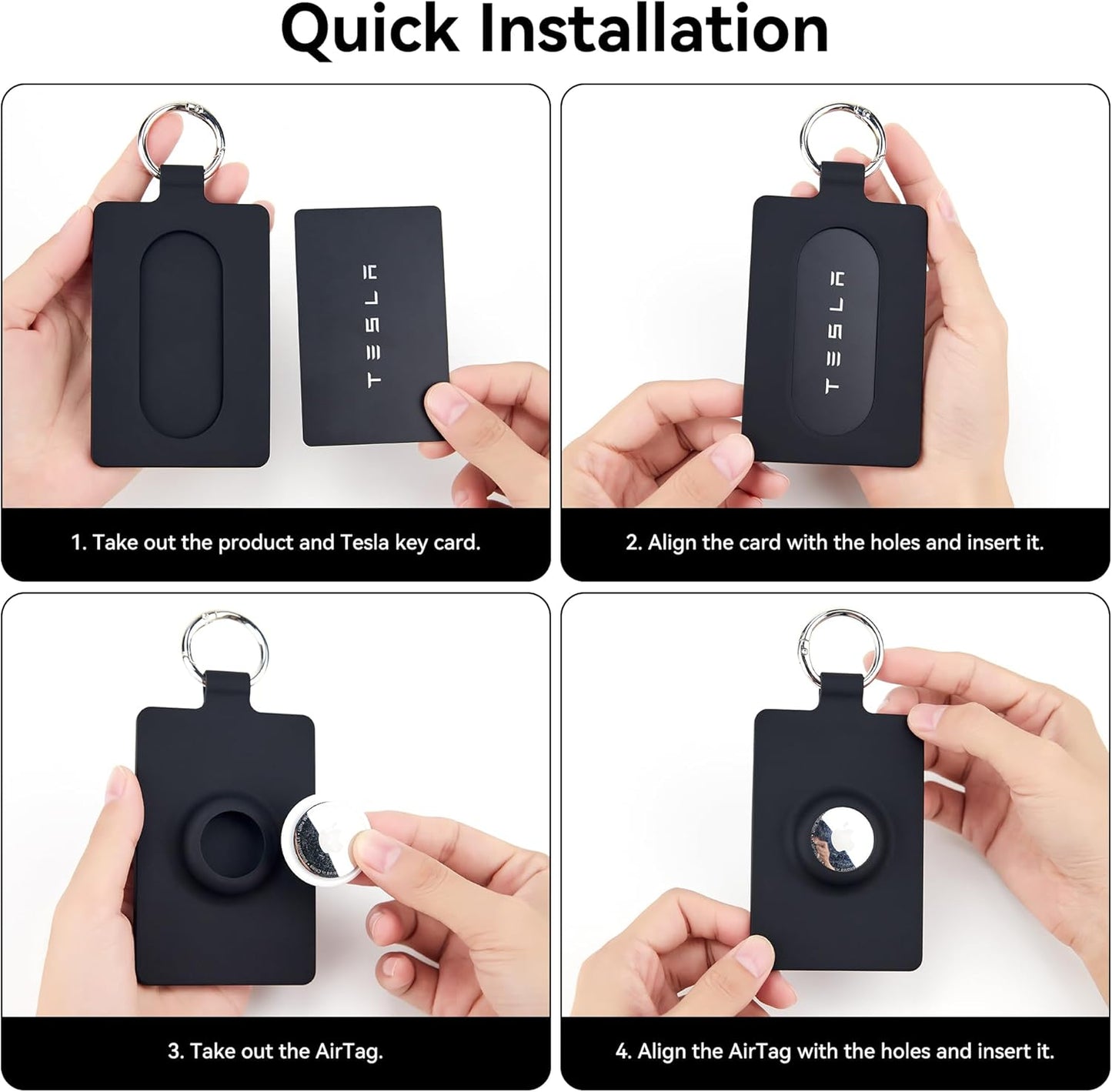 Card Holder for Tesla Keycard with Airtag, Soft Silicone Key Card Protective Case Cover for Tesla Model 3 Y S X, Key Holder with Keychain Key Rings - 1 Pack