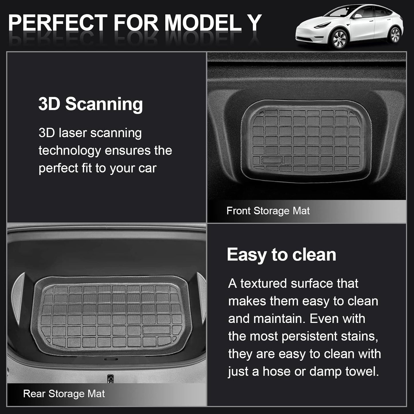 for Tesla Model Y Floor Mats 9PCS, All-Weather Floor Mats for Tesla Model Y 2020-2024 Accessories, Waterproof Non-Slip Floor Mat Front Rear Cargo Liner Mat Backrest Mats Custom Fit for 5 Seater