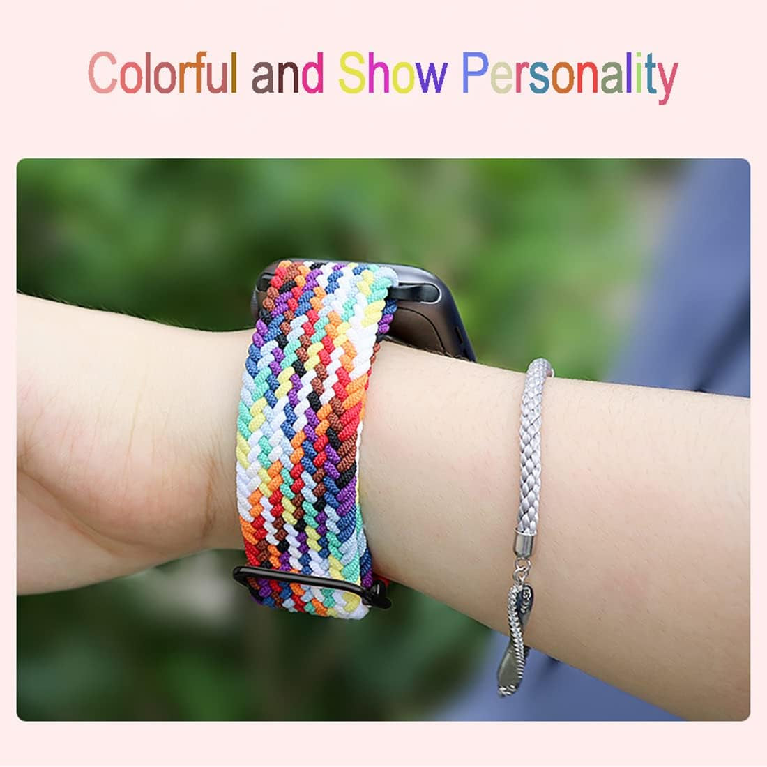 Braided Stretchy Solo Loop Strap Compatible with Apple Watch Band 38Mm 40Mm 41Mm 42Mm Women Men Adjustable Nylon Elastic Wristbands for Iwatch Series 10 9 8 7 6 SE 5 4 3 2 1 Ultra, 38/40/41/42Mm(Series 10)