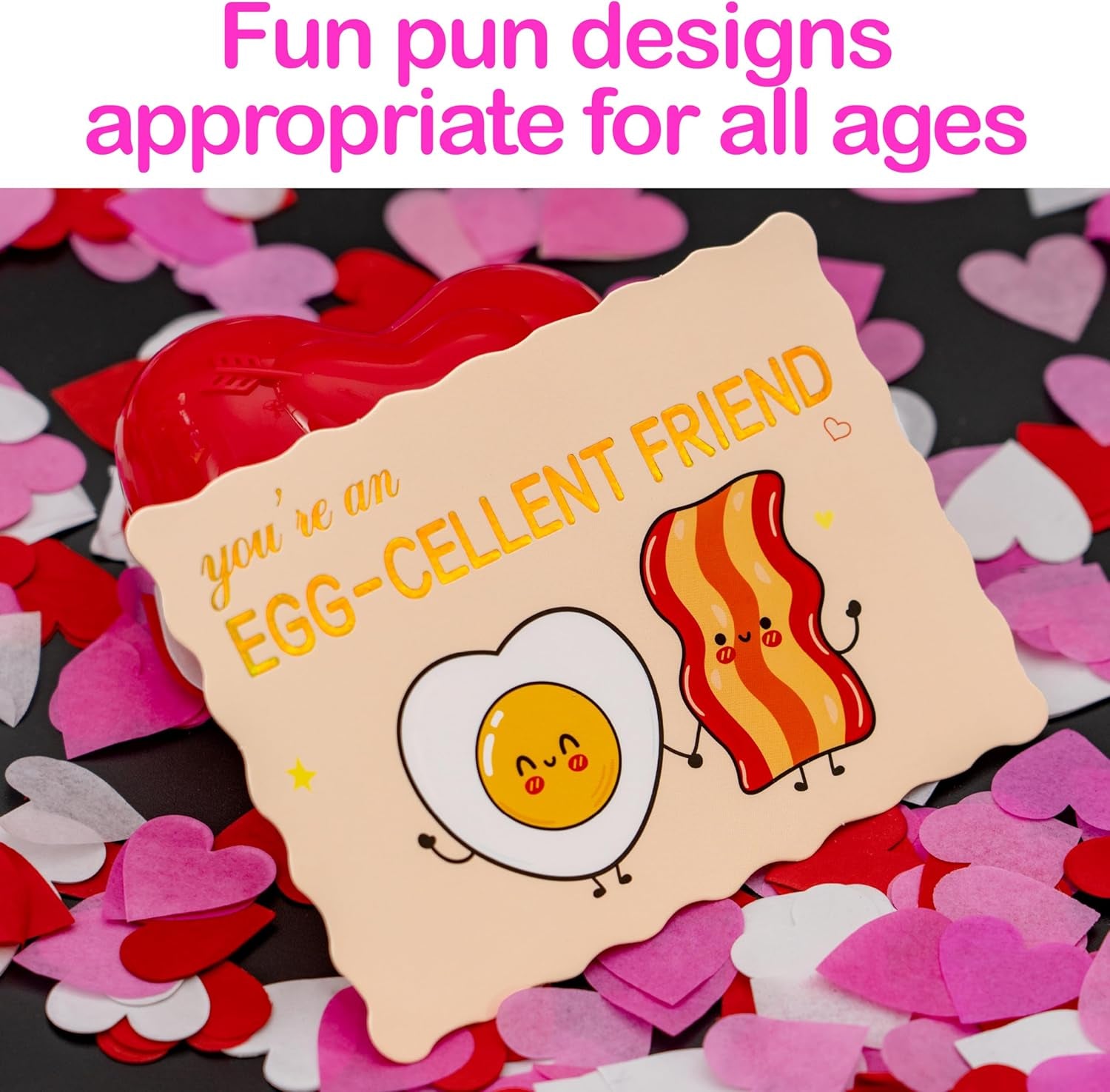 36 Pack Gold Foil Valentines Day Cards for Kids School, 9 Assorted Designs with Envelopes & Cartoon Scented Strawberry Stickers, Great for Boys & Girls Classroom Activities