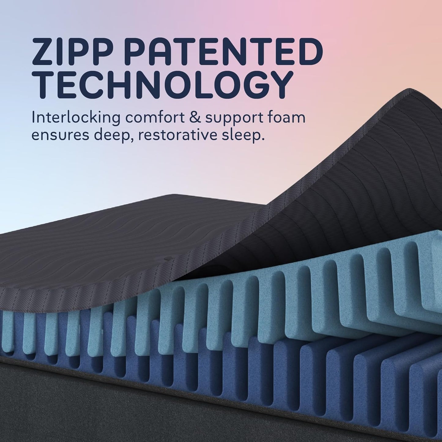 Zipp Mattress, Revolutionary Vertical Interlocking Foam for Perfect Comfort, Support & Cooling, Better than Memory Foam, Highest-Grade Chemical-Free Materials, No-Risk 100-Night Trial, Queen