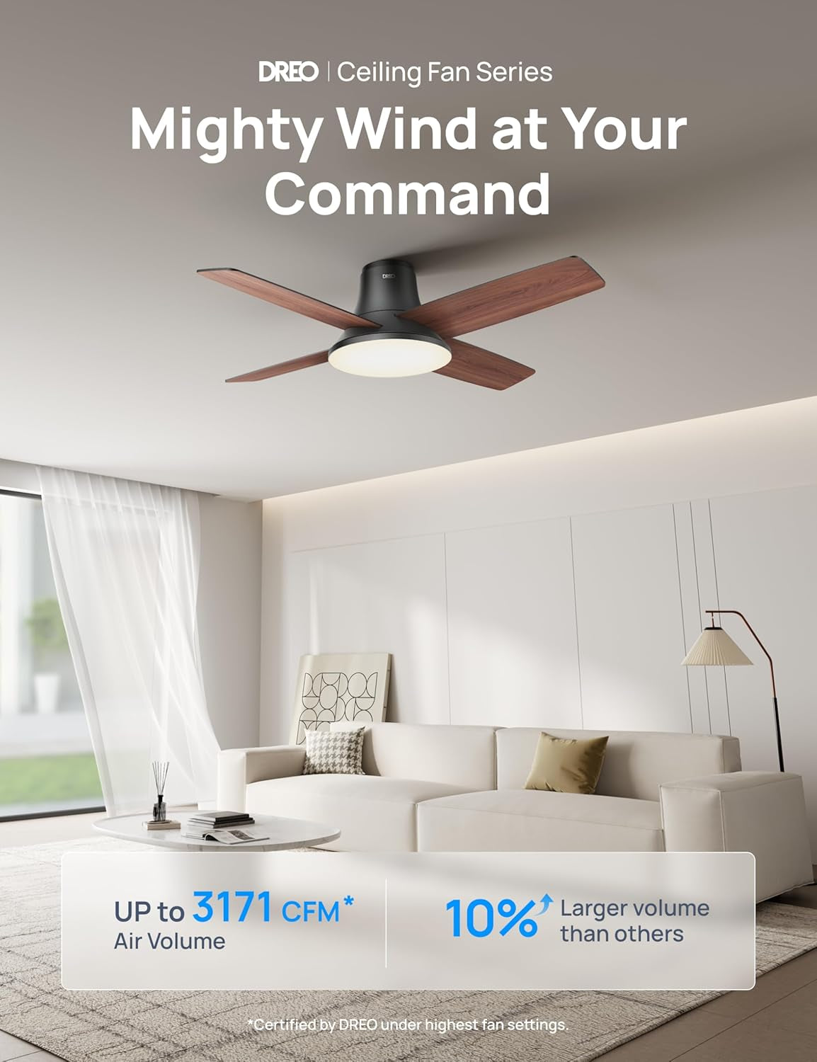 Smart Ceiling Fans with Lights and Remote, 12 Speeds & 3 Fan Modes, Quiet DC Motor, Easy to Install, Dimmable LED Ceiling Fans with App/Alexa Control, 12H Timer for Home, Indoor, Black, 44''
