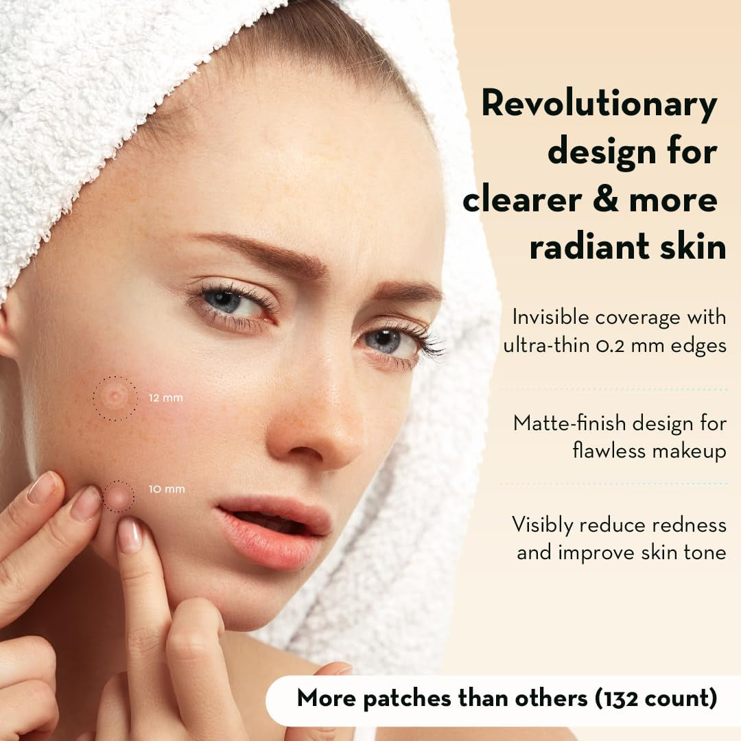 Korean Pimple Patches for Face (132 Dots) - Hydrocolloid Acne Patches with Tea Tree Oil - Invisible Zit Stickers - Dermatologist Tested - Korean Skin Care
