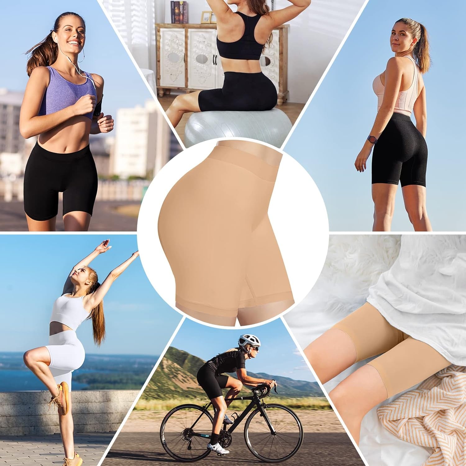 Slip Shorts Seamless Smooth Workout Yoga Bike Shorts for Women under Dresses