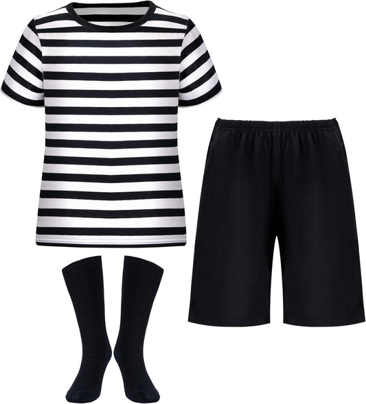 Halloween Kids Costume for Boys, Black and White Striped Shirt for Halloween Costume Cosplay Parties