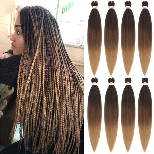 Pre Stretched Braiding Hair Long Braid 30 Inch 8 Packs Professional Braiding Hair Extensions Synthetic Crochet Twist Braids (30 Inch, 1B/30/27)