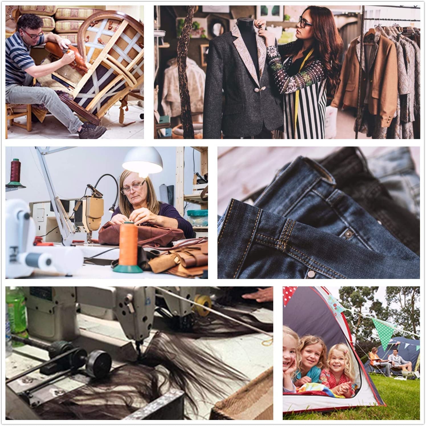 Heavy Duty Thread 5400 Yards Size T70#69 210D/3 All Purpose High Strength Polyester Sewing Thread for Weaves, Upholstery, Jeans and Weaving Hair, Drapery, Beading, Purses, Leather (Black+White+Beige)